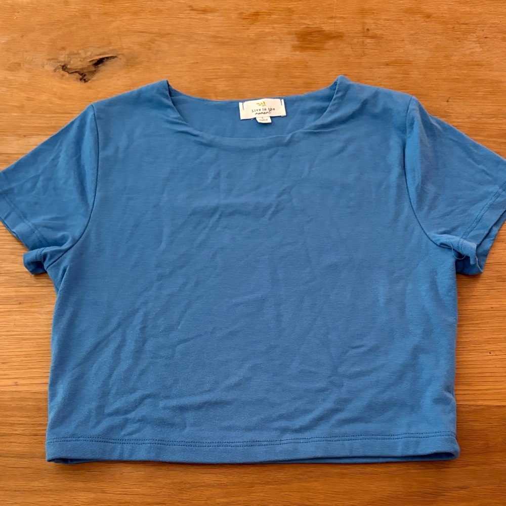 Casual Blue Short Sleeve Women's Tee